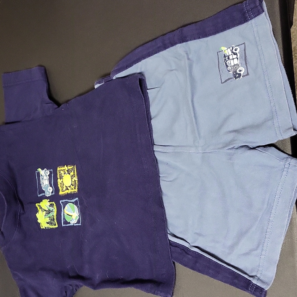 Vintage Peek-A-Babe 2 Piece Navy Blue Beach Theme Shorts Set
